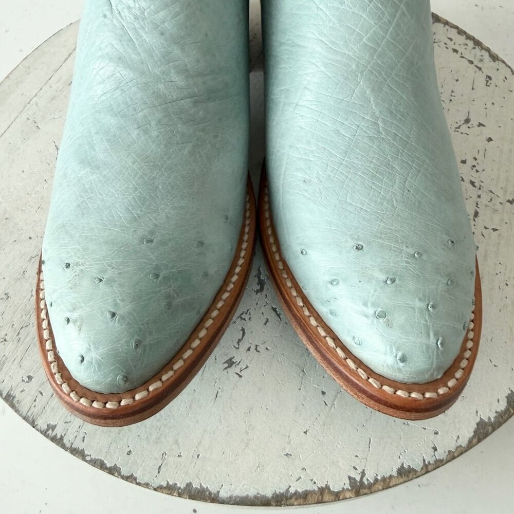 Lane Plain Jane Mule Womens Blue Ostrich Leather Cowboy Boots Western Size  7.5 - Picture 6 of 12